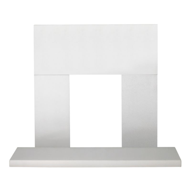 White Micro Marble Back Panel & Hearth