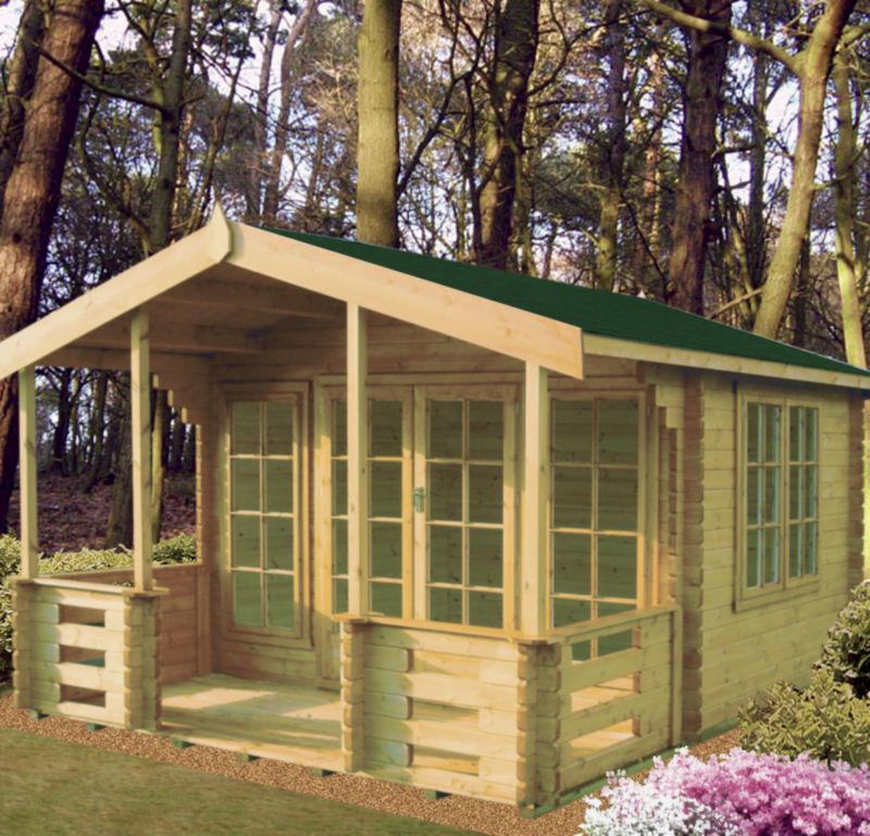 Save on this Hatfield Log Cabin  (H) 2.7m x (W) 3.59m x (D 3.89m