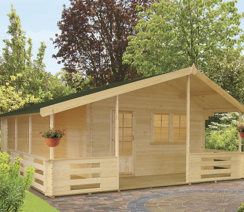 Unbranded Arden Log Cabin Left Hand Terrace - (H) 2.95m x (W) 5.37m x (D) 4.5m