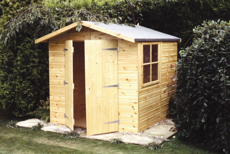 Double Door Apex Shed Including Assembly Honey Brown