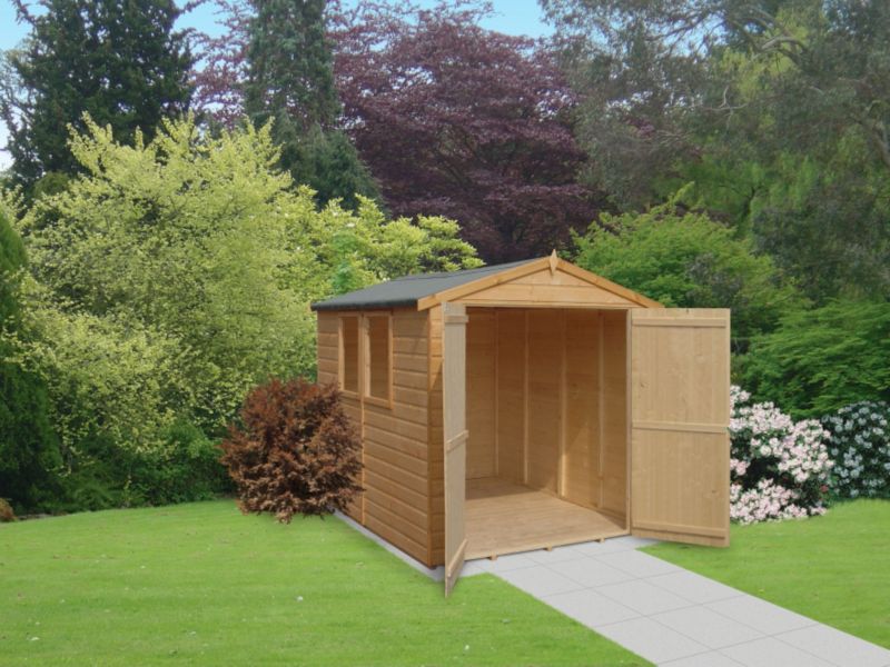 Deluxe Apex 6 x 16 Shed Including Assembly Honey Brown