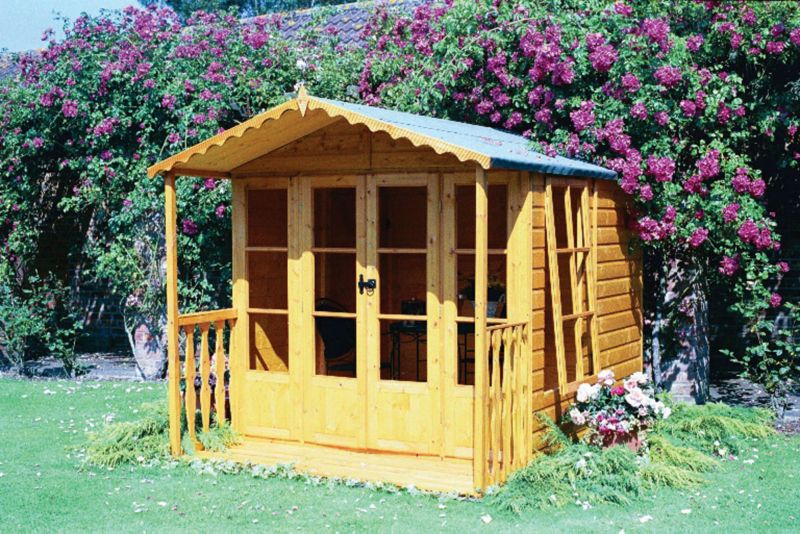 Save on this Kensington Summerhouse with Veranda Including Assembly Honey Brown