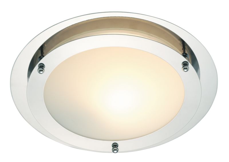 Unbranded Vulcan 1 Light Flush Ceiling Light with Acid Etched Glass BQ50353 Chrome Plated Finish (Dia)300mm