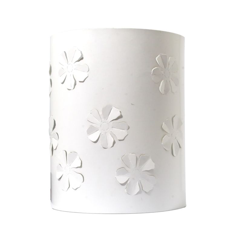 Cylinder Shade With Raised Flower Decoration Cream