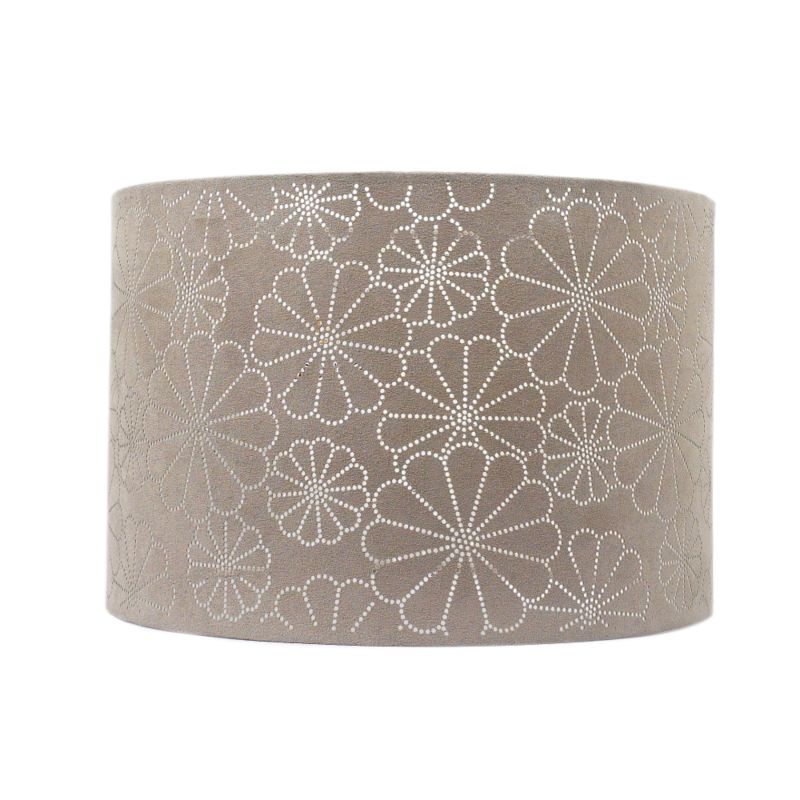 Cylinder Shade With Laser Cut Daisy Pattern Mushroom Colour