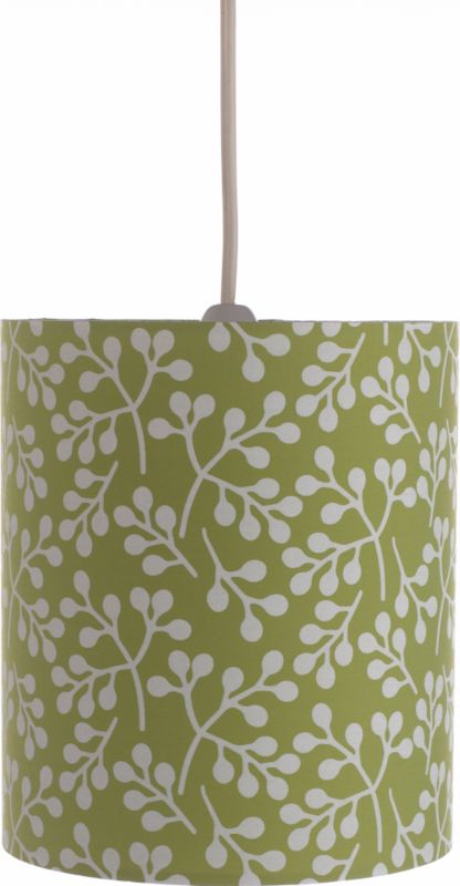 Sprig Allover Pattern Cylinder Shade Green amp White
