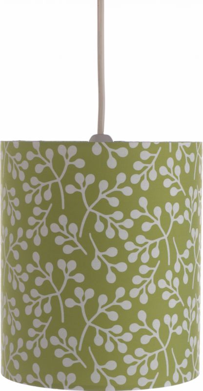 Sprig Allover Pattern Cylinder Shade Green & White