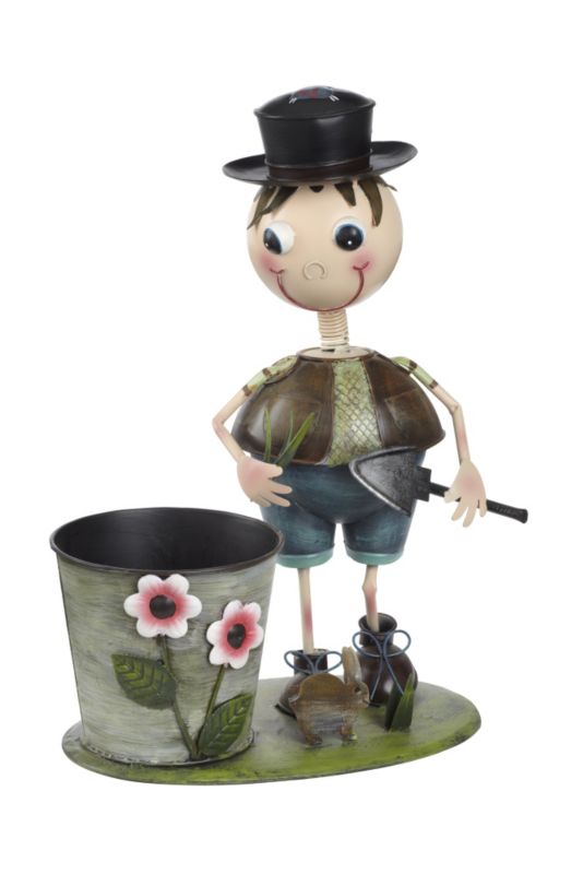 Metal Boy With Spade Planter 34cm