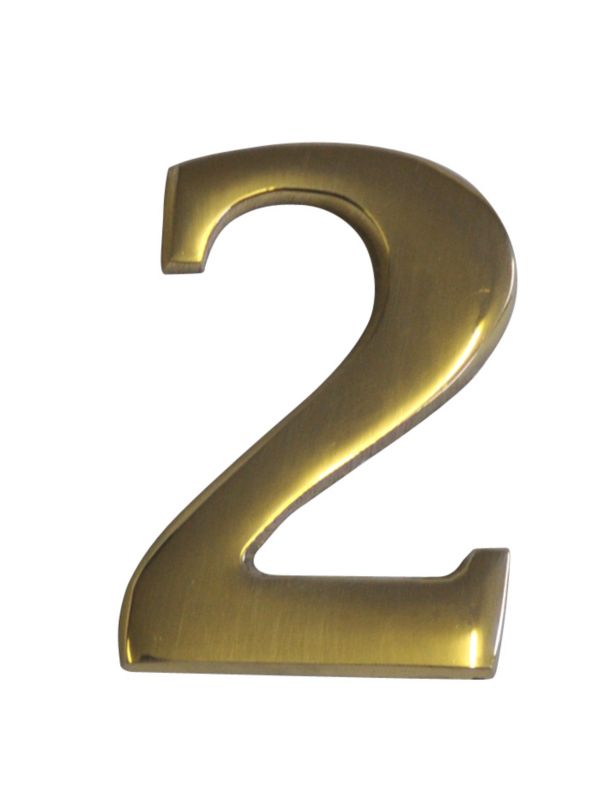 House Nameplate Company Digit No 2 Brass (H)60mm x (W)40mm
