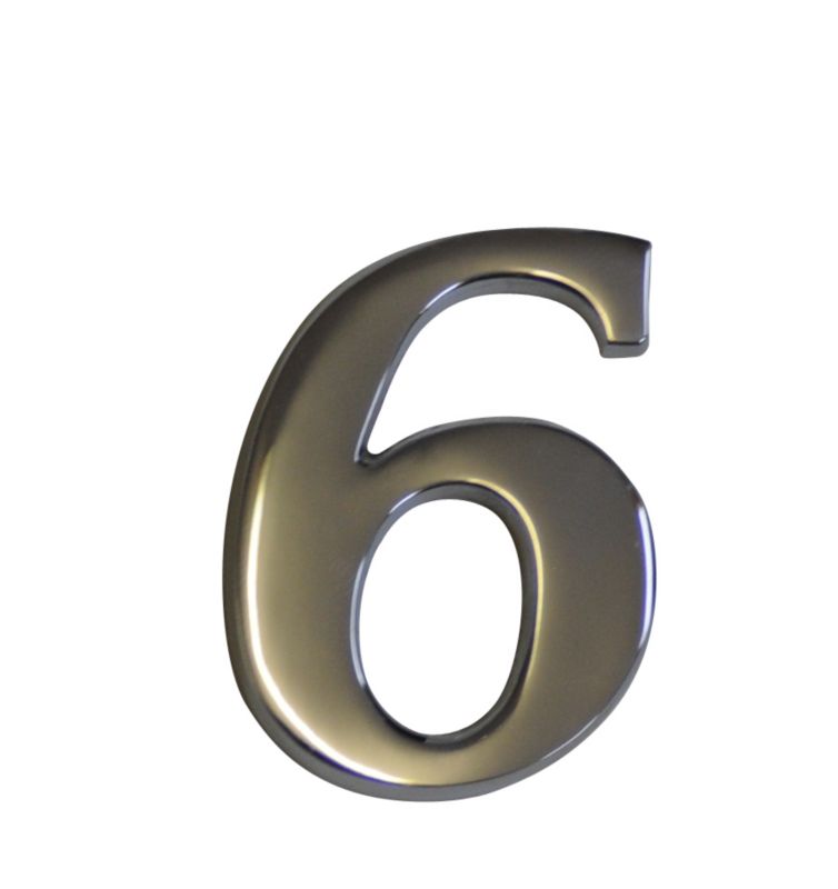 House Nameplate Company Digit No 6 Chrome Plated (H)60mm x (W)40mm