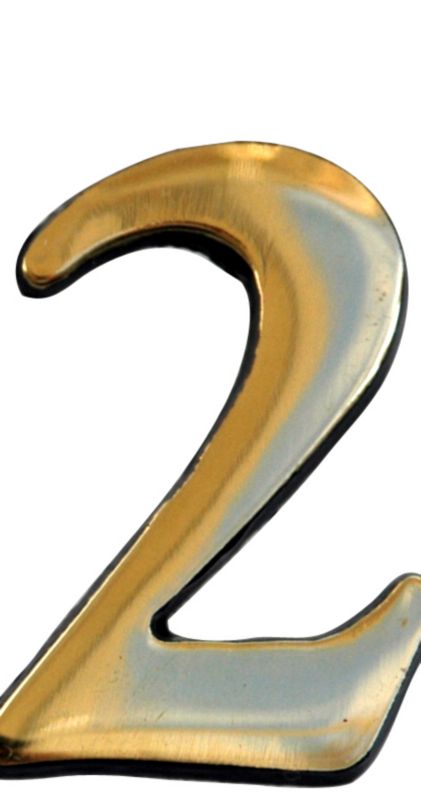 House Nameplate Company Self Adhesive Number 2 Gold Effect (H)50mm x (W)25mm