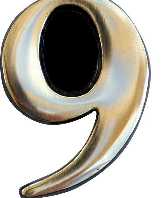 House Nameplate Company Self Adhesive Number 9 Gold Effect (H) 5 x (W) 2.5 x (D) 0.5cm