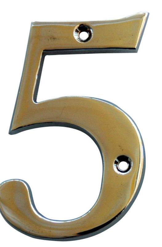 House Nameplate Company Heavy Digit Number 5 Silver Effect (H)102mm x (W)63mm