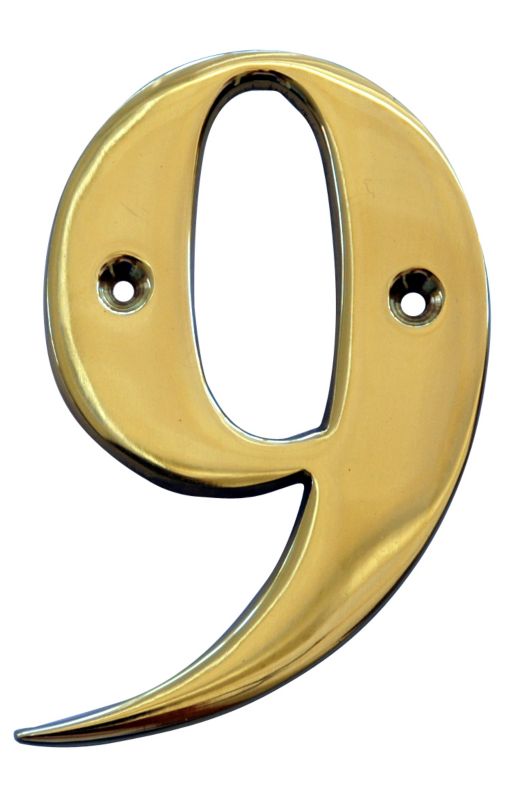 House Nameplate Company Heavy Digit Number 9 Gold Effect H102mm x W63mm