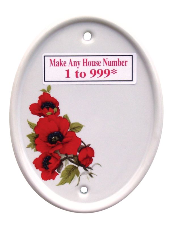 House Nameplate Company House Number Kit Rose White H16 x W12 x D2cm
