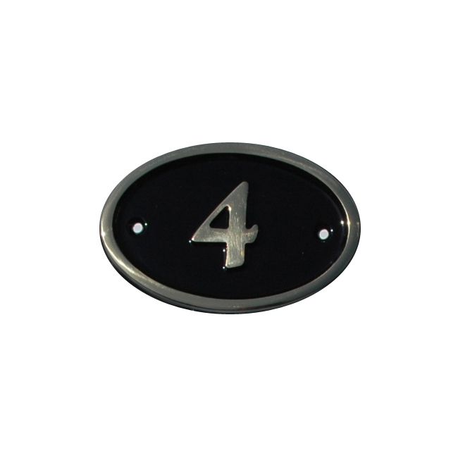 House Nameplate Company Brass House Number 4 Oval Black