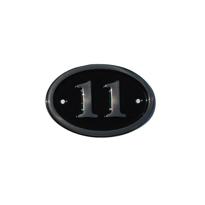 House Nameplate Company Brass House Number 11 Oval Black