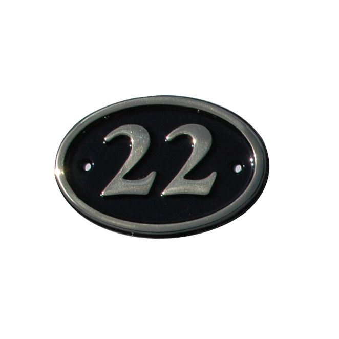 House Nameplate Company Brass House Number 22 Oval Black