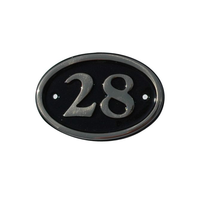 House Nameplate Company Brass House Number 28 Oval Black