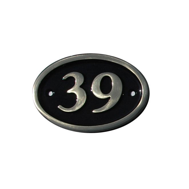 House Nameplate Company Brass House Number 39 Oval Black H16 x W12 x D2cm