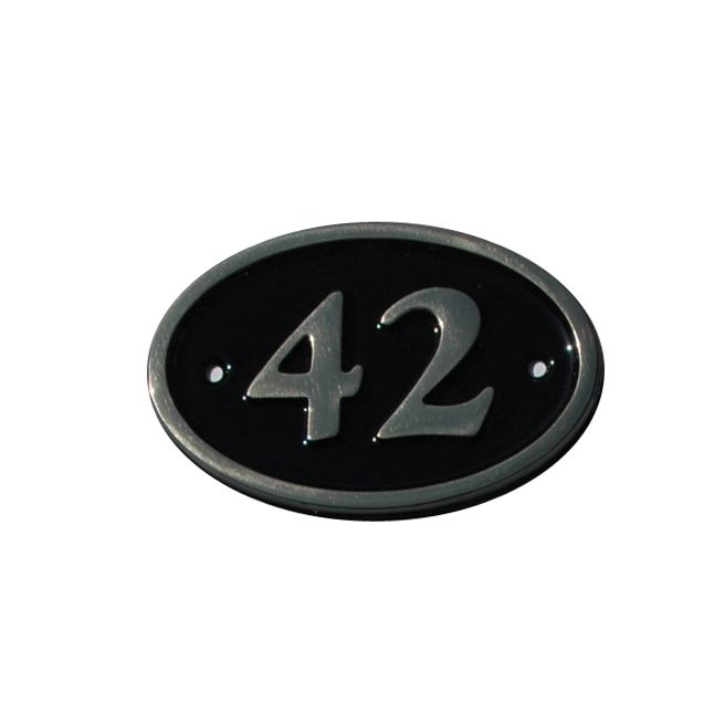 House Nameplate Company Brass House Number 42 Oval Black