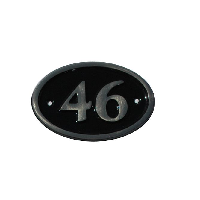 House Nameplate Company Brass House Number 46 Oval Black H16 x W12 x D2cm