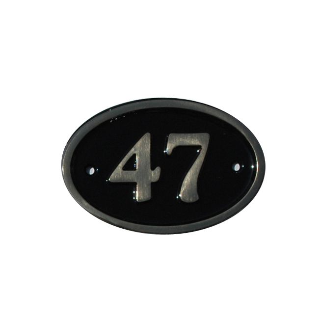 House Nameplate Company Brass House Number 47 Oval Black