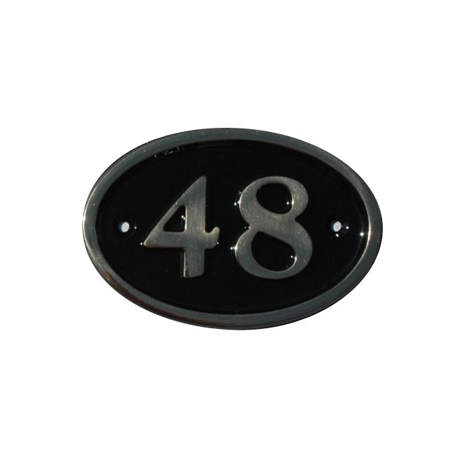 House Nameplate Company Brass House Number 48 Oval Black