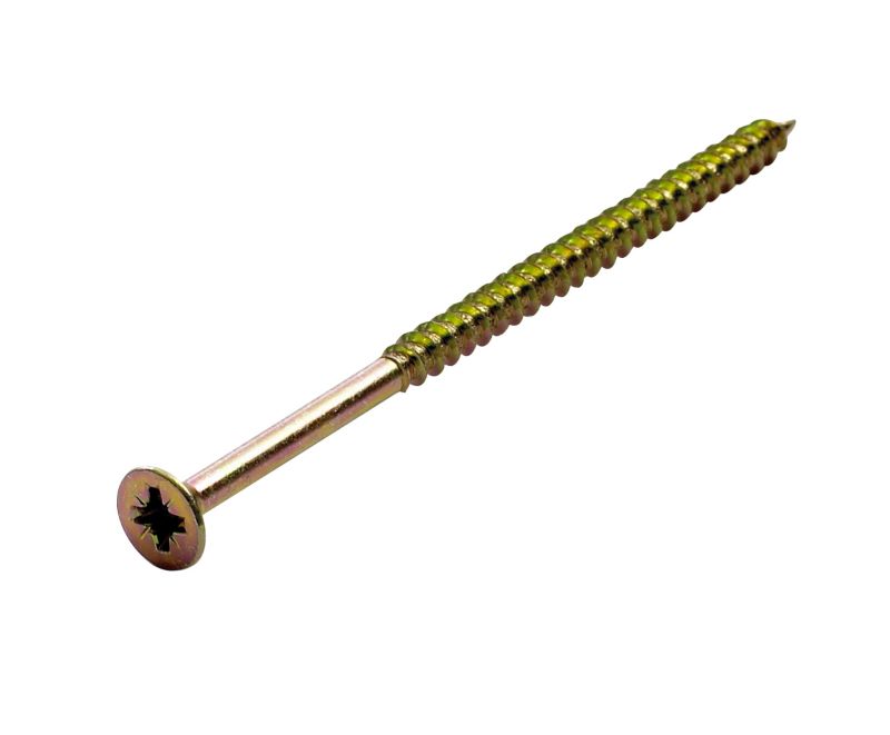 Chipboard Screws Countersunk Cross Head Zinc Plated Yellow Passivated W4 x L75mm 15 Pack