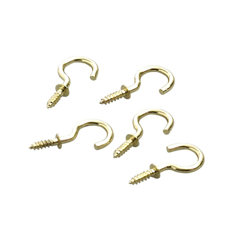 Cup Hooks Brass Plated 20mm Pack Of 5