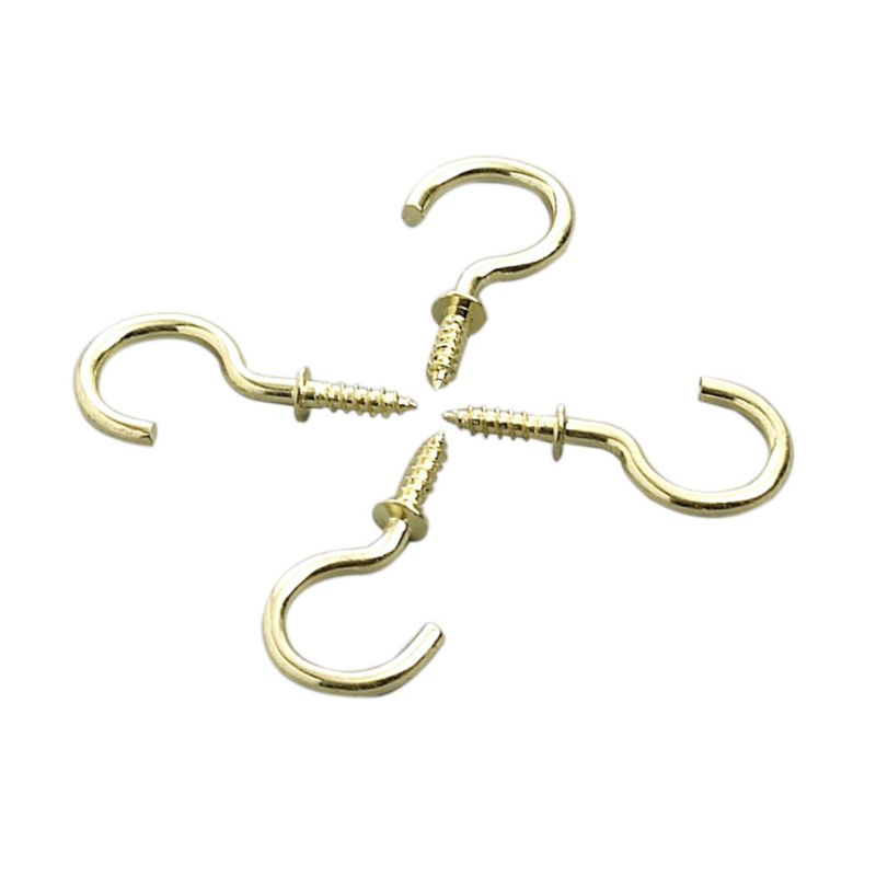 Cup Hooks Brass Plated 22mm Pack Of 4