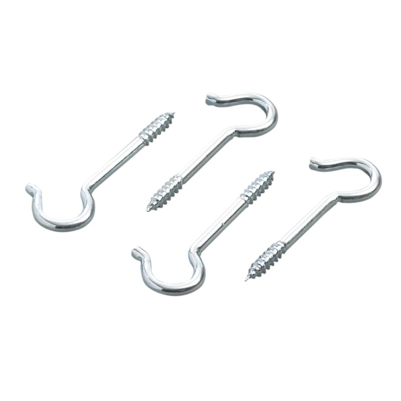 Screw Hooks Zinc Plated Pack Of 4