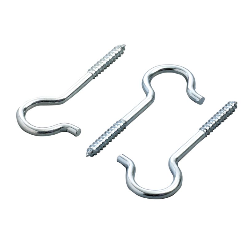 Screw Hooks Zinc Plated  Pack Of 3