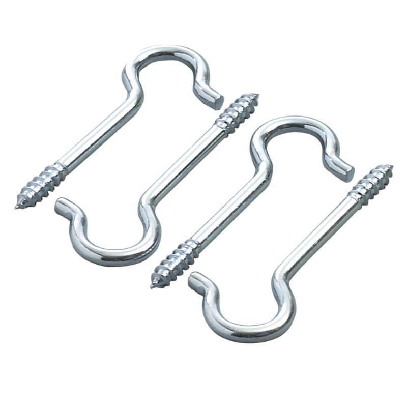 Screw Hooks Zinc Plated  Pack Of 4