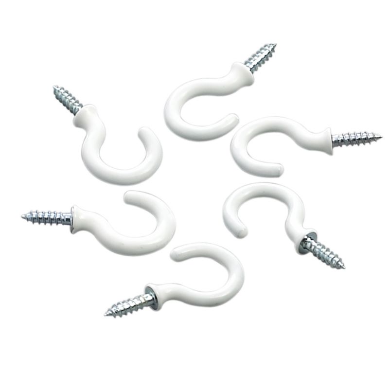 Cup Hook Vinyl Coated White 22mm Pack Of 6