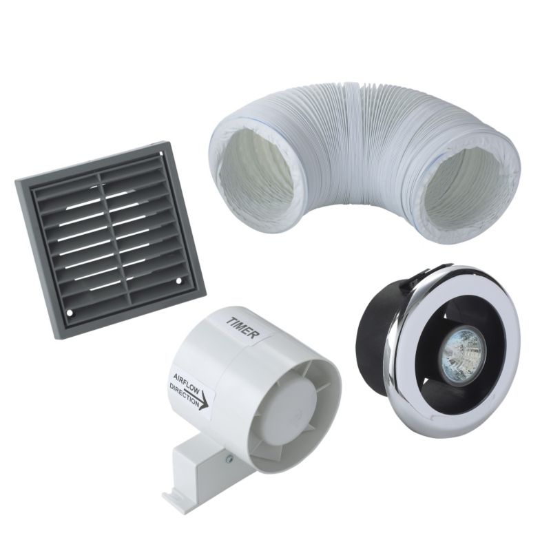 Manrose 100mm Timer Inline Showerlight Kit