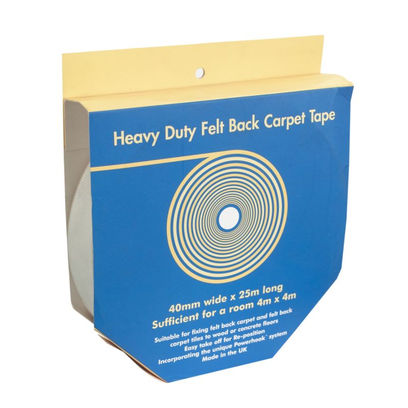 Heavy Duty Felt Back Carpet Tape White 2500x40cm