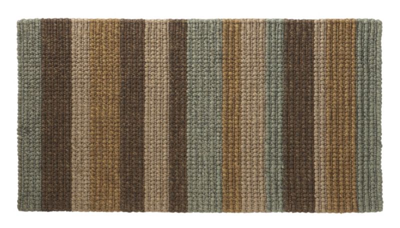 Jute And Cotton Stripe Rug Natural/Blue (W)80 x (L)150cm