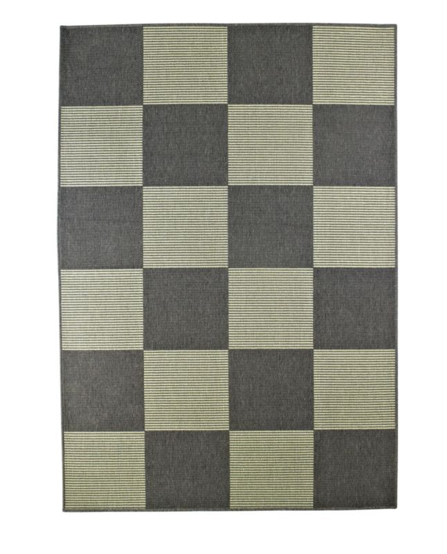 Chequered Rug Grey/Lime (W)120 x (L)160cm