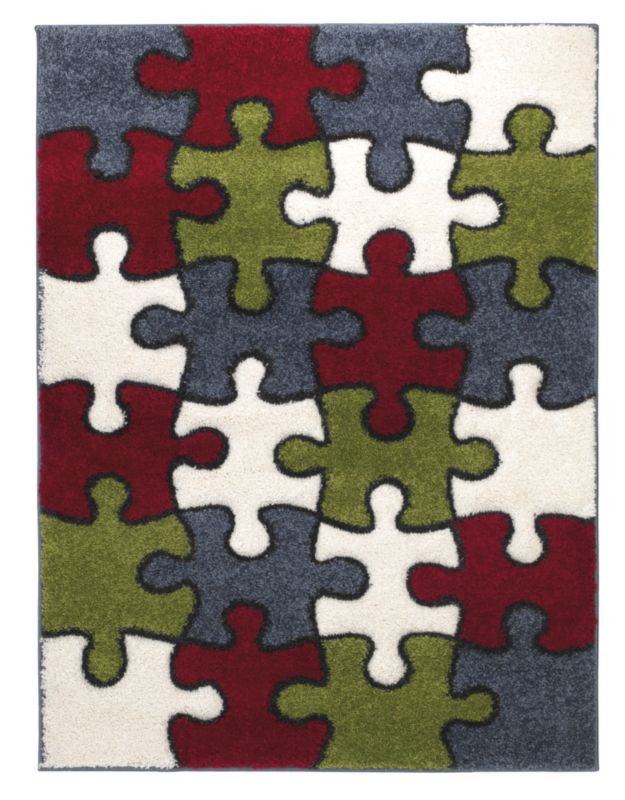 Colours by B&Q Jigsaw Rug Multicoloured (W)120 x (L)170cm