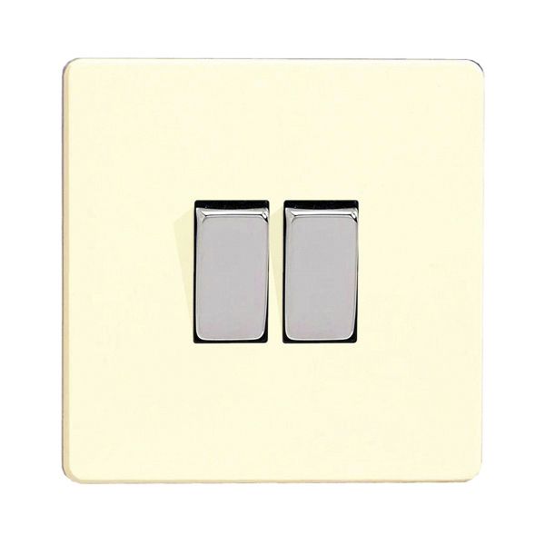 Varilight 2 Gang 10A 2 Way Switch Screwless White Chocolate