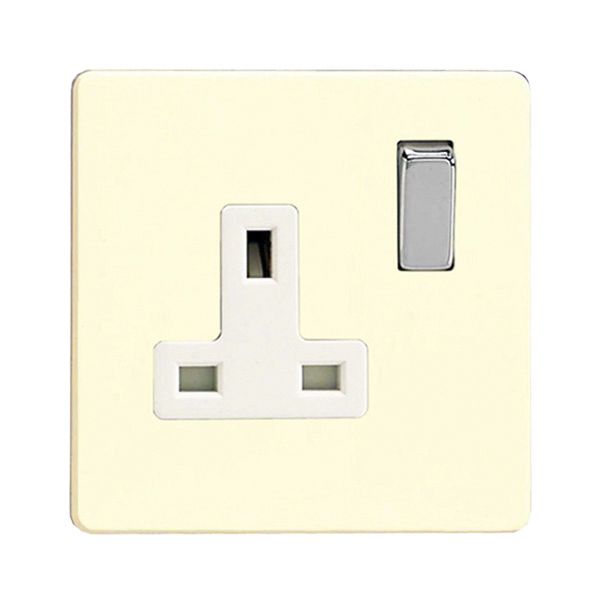 Varilight 1 Gang 13A Double Pole Switched Socket Screwless White Chocolate