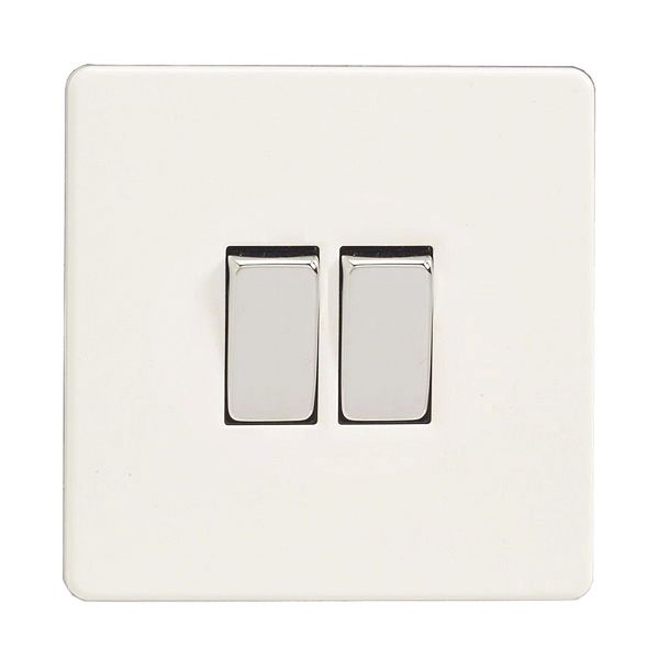 Varilight 2 Gang 10A 2 Way Switch Screwless Ice White