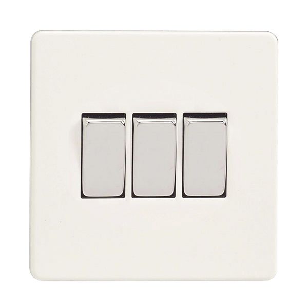 Varilight 3 Gang 10A 2 Way Switch Screwless Ice White