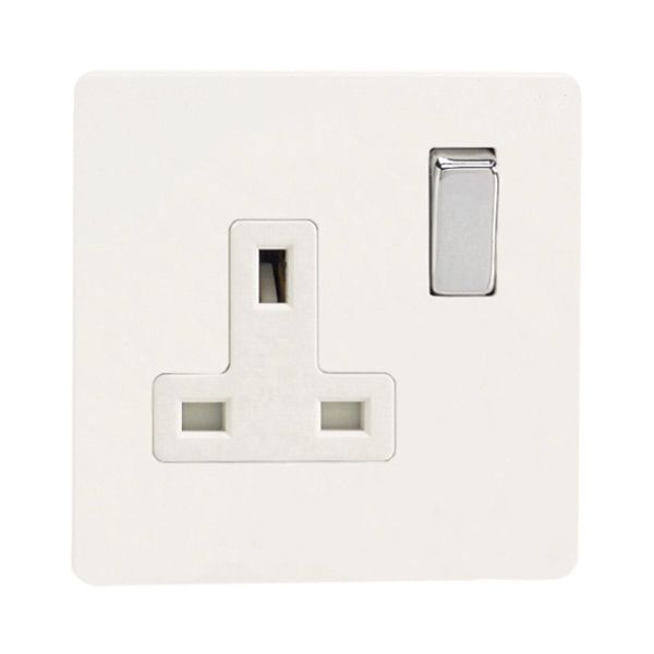 Varilight 1 Gang 13A Double Pole Switched Socket Screwless Ice White