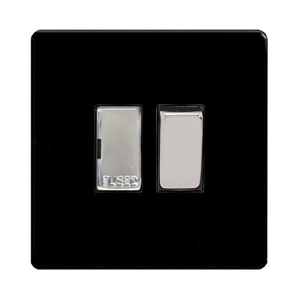 Varilight 1 Gang 13A Switched Fused Spur Screwless Jet Black