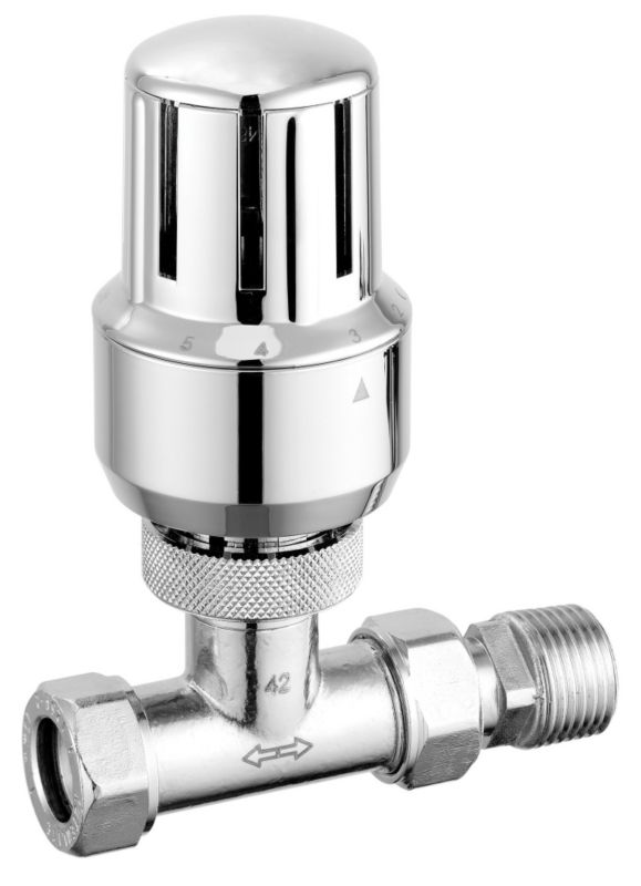 Straight Thermostatic Radiator Valve 15mm and Straight Lockshield