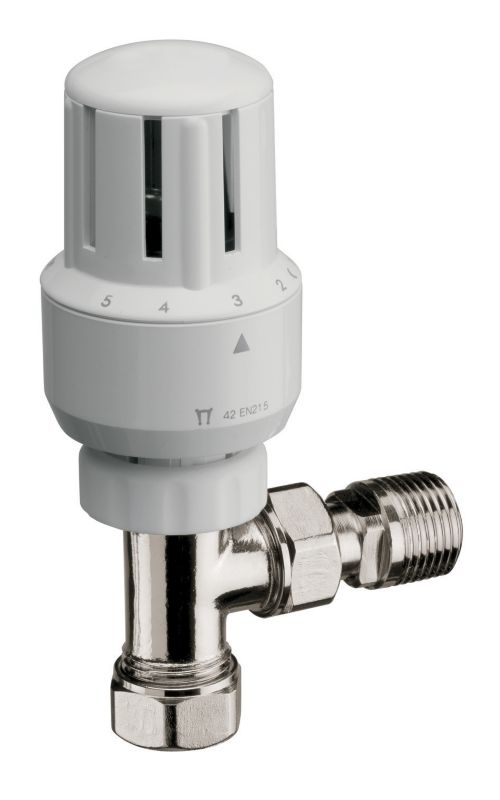 Thermostatic Radiator Valve 15mm White Angled
