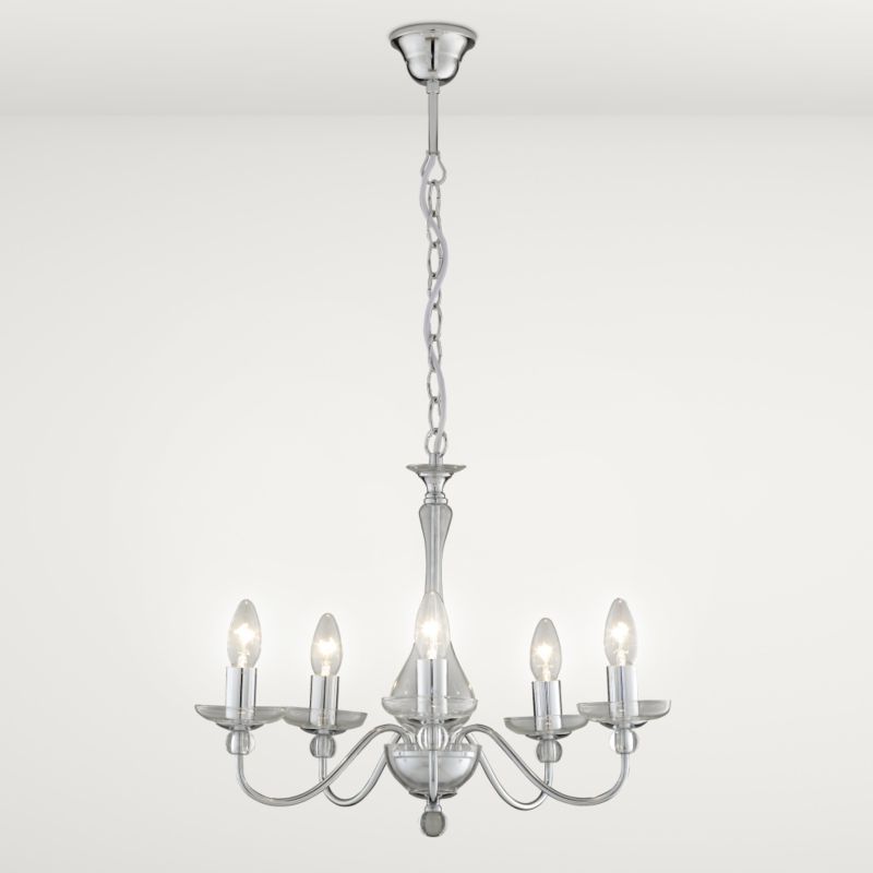 Lisa 5 Light Ceiling Fitting Chrome Effect and Glass