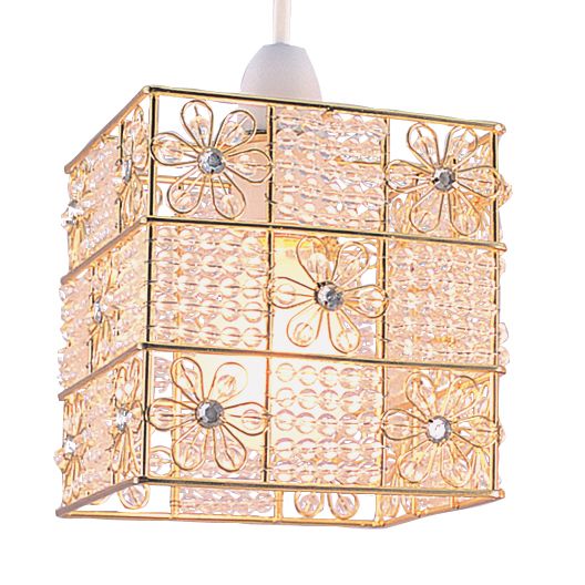 Lights Wire Wrap Daisy Cube Shade Gold Effect